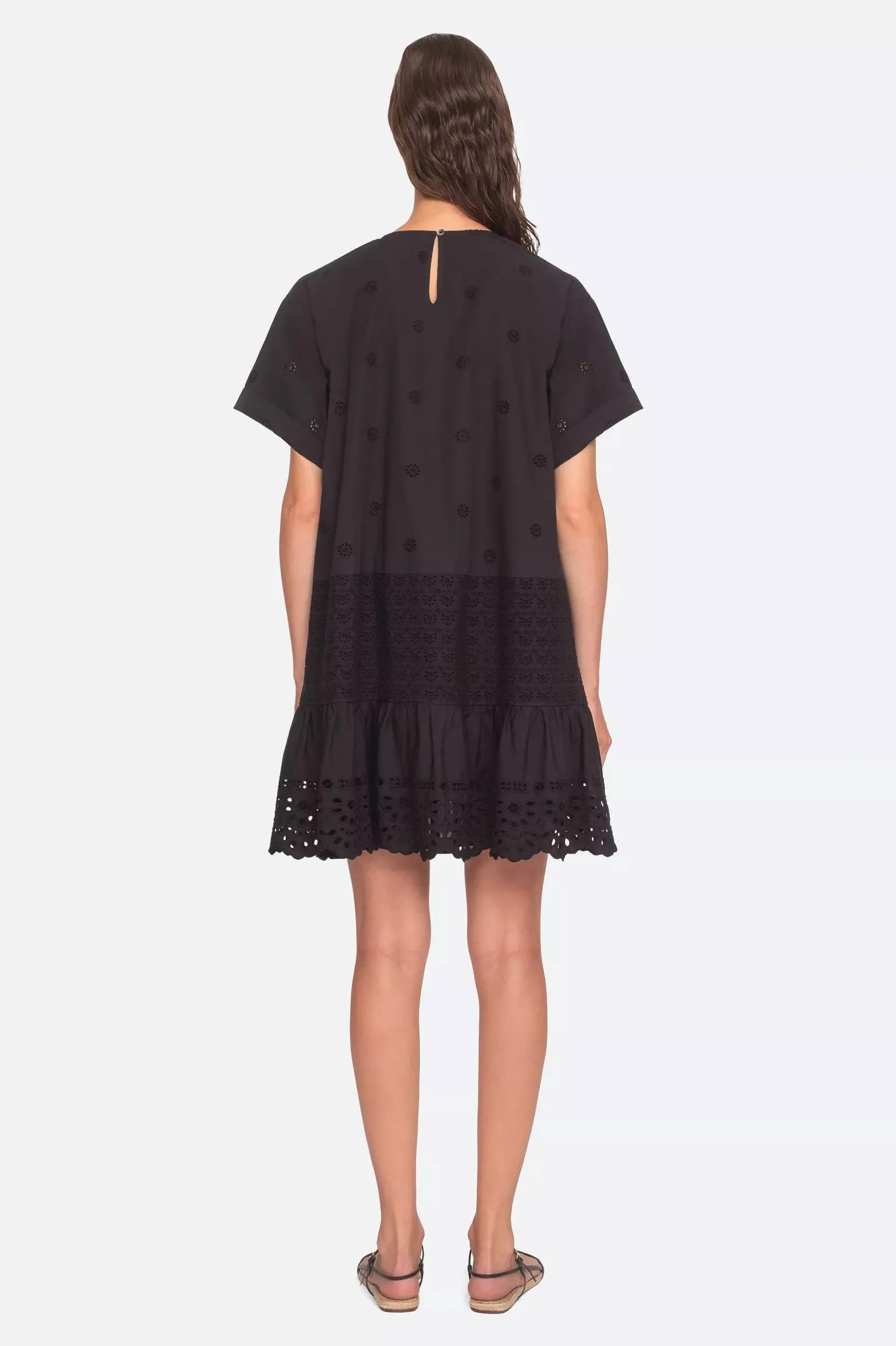 Elysse Embroidered Tunic Dress in Black